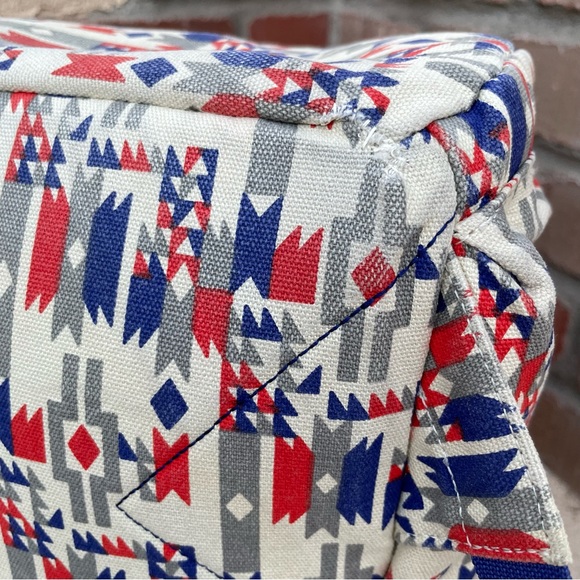 Kavu Libby Canvas Backpack in Rare Festive Indigo,/Burnt Orange Aztec Design - Picture 12 of 13